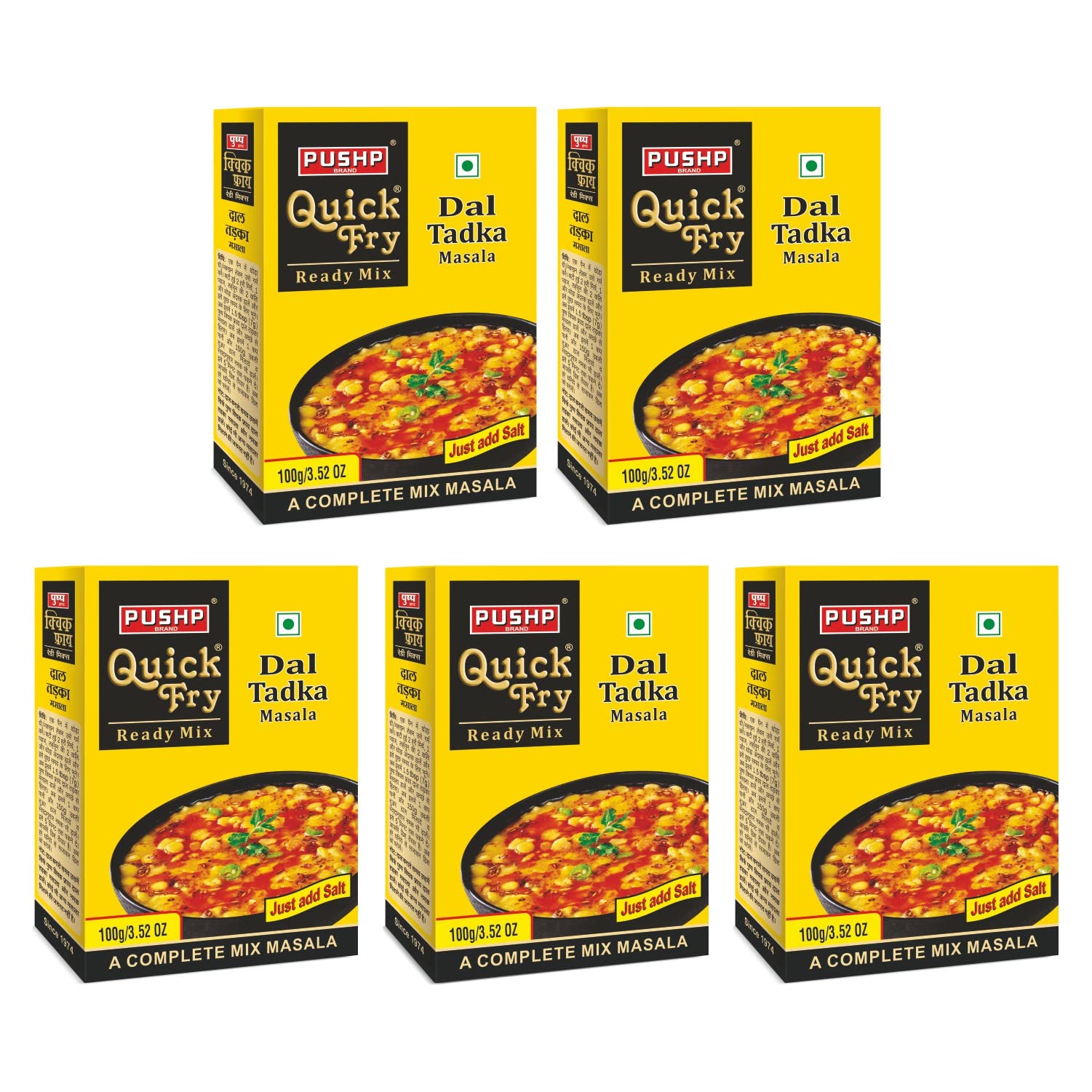 Pushp Brand - Ready to Cook Quick Fry Dal Tadka Masala (100g Box) (Pack of 5) (B09QQGVCJ5) Amazon Price History, Amazon Price Tracker