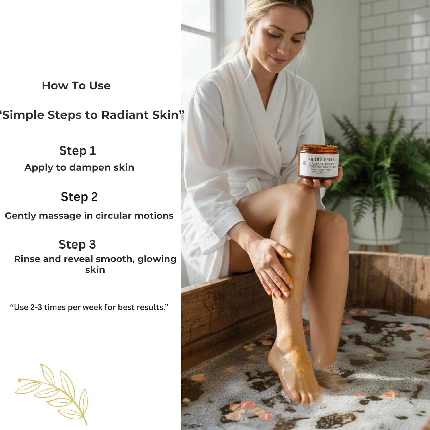 Turmeric Body Scrub- Exfoliating Sugar Scrub for Glowing Skin, Brightening & Dark Spot Care, Smooths Texture, Radiant Renew, 16 oz