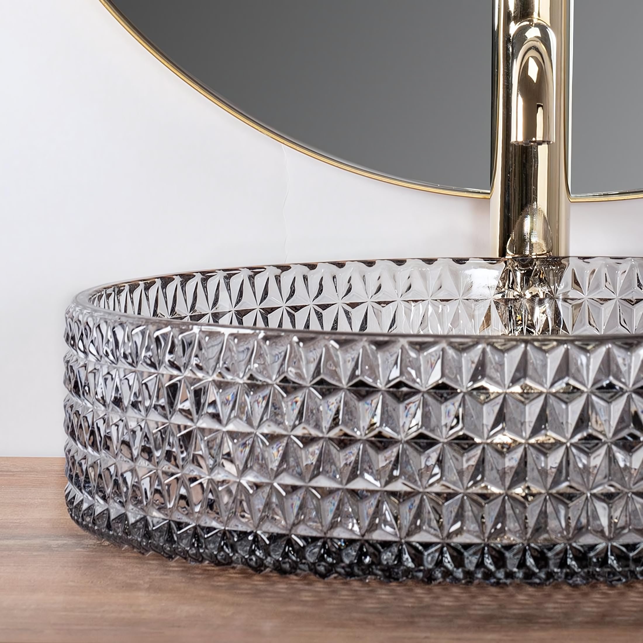 Rea Lavabo sobre encimera Cristal Grey 39 aro cepillo nikiel Lavabo de baño 400 x 400 x 110 mm Vidrio (gris)