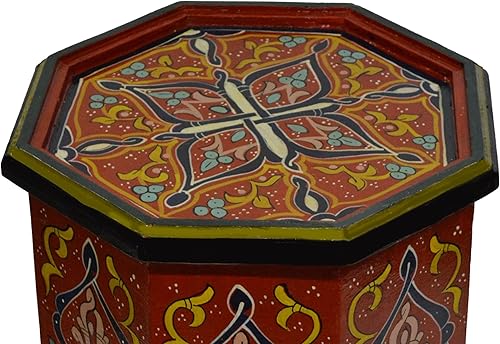 Miniatura 4 de Mesa de madera marroquí hecha a mano delicada pintada a mano color rojo exquisito