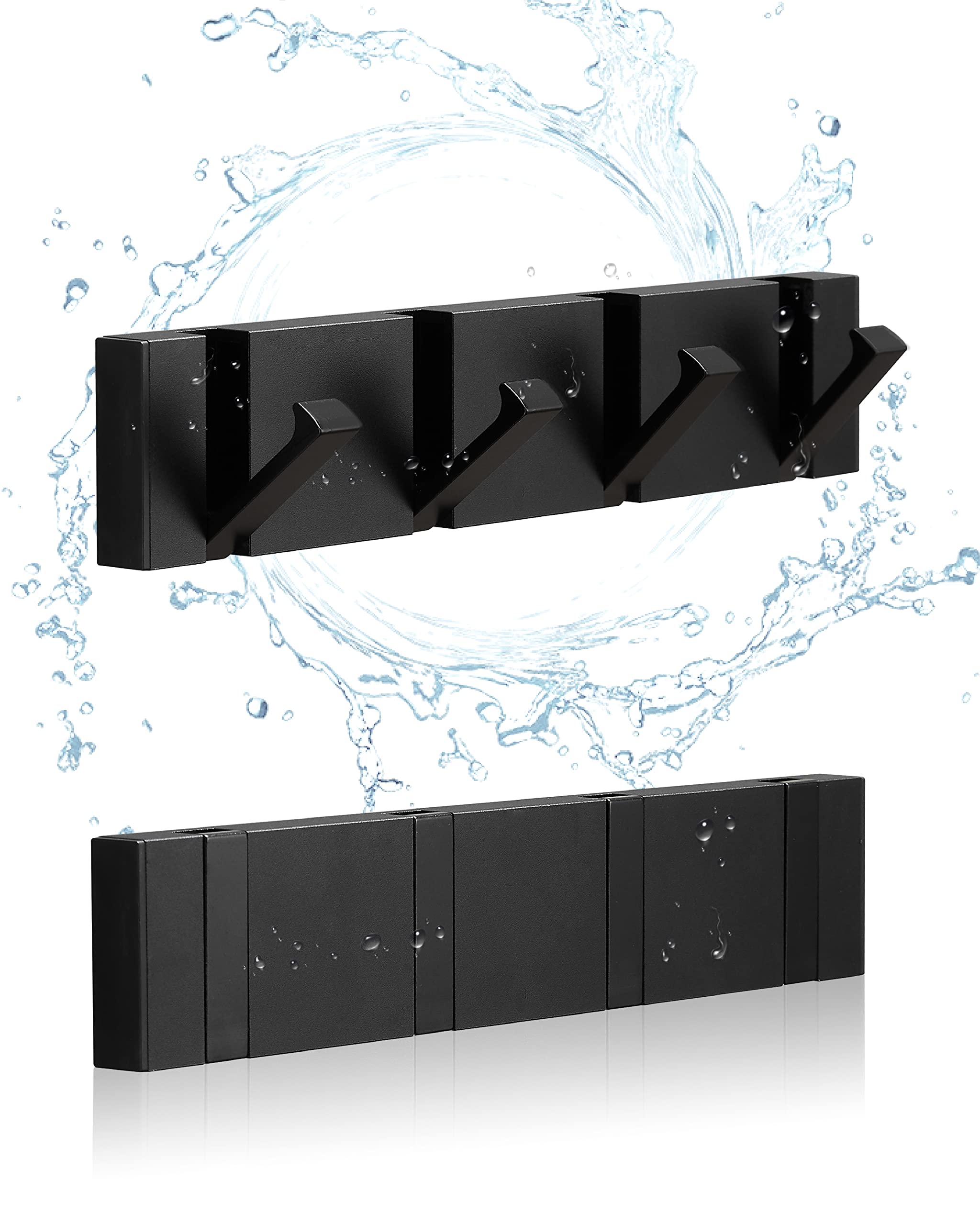 MrsJeggy 2 Pack，Waterproof Towel Hooks for Bathrooms，Foldable Coat Hooks Wall Mounted，Free Perforated，Modern Robe Hooks，Bathroom Towel Hook，Also for