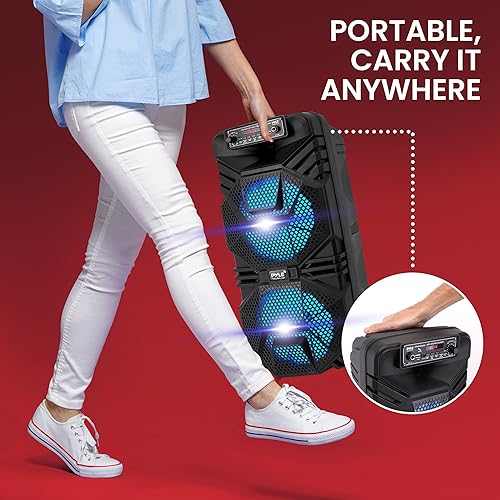 Miniatura 6 de Pyle Sistema de altavoces PA Bluetooth  Altavoz Bluetooth recargable de 600 W para exteriores, sistema PA portátil con subwoofer dual de 8 pulgadas,