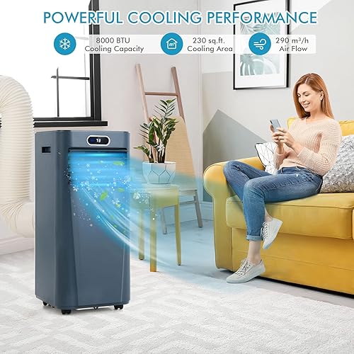 Miniatura 10 de PETSITE Aire acondicionado portátil unidad de refrigeración de CA 3 en 1 deshumidificación función de ventilador y enfriador de aire control remoto