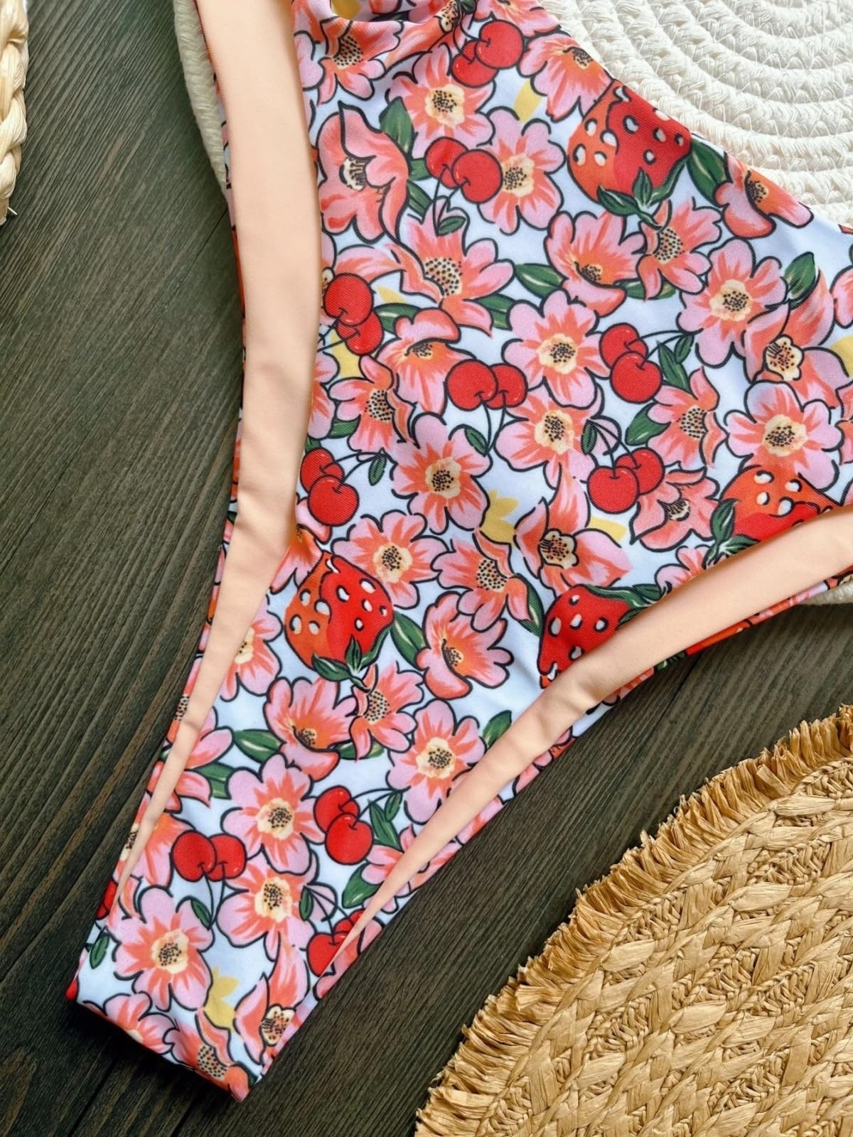 Bikini Mujer Mujeres Floral Impresión Halter Conjunto Ajustable Corbata Traje De Baño Ropa Playa-rt1887-s
