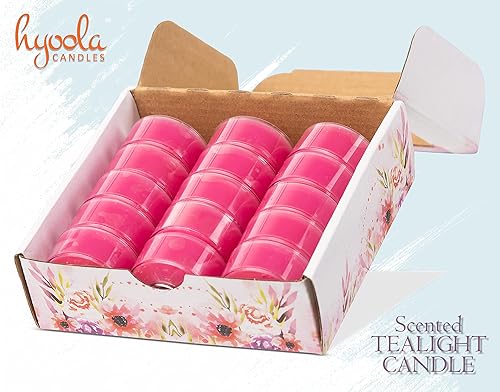 Miniatura 6 de HYOOLA Velas aromáticas de vela  Taza transparente  Velas perfumadas Wildcherry Tealight  6 horas de tiempo de combustión  Paquete de 15  Fabricado