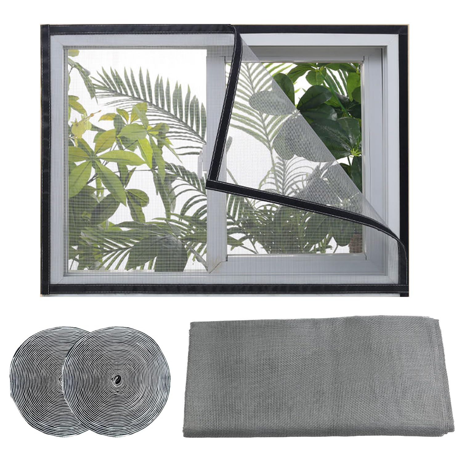 90x100cm,DIY Window Fly Screen Fits Any Size Insect Mesh Mosquito Screen Fly Window Bonding Screen Mesh Screen for Home Office