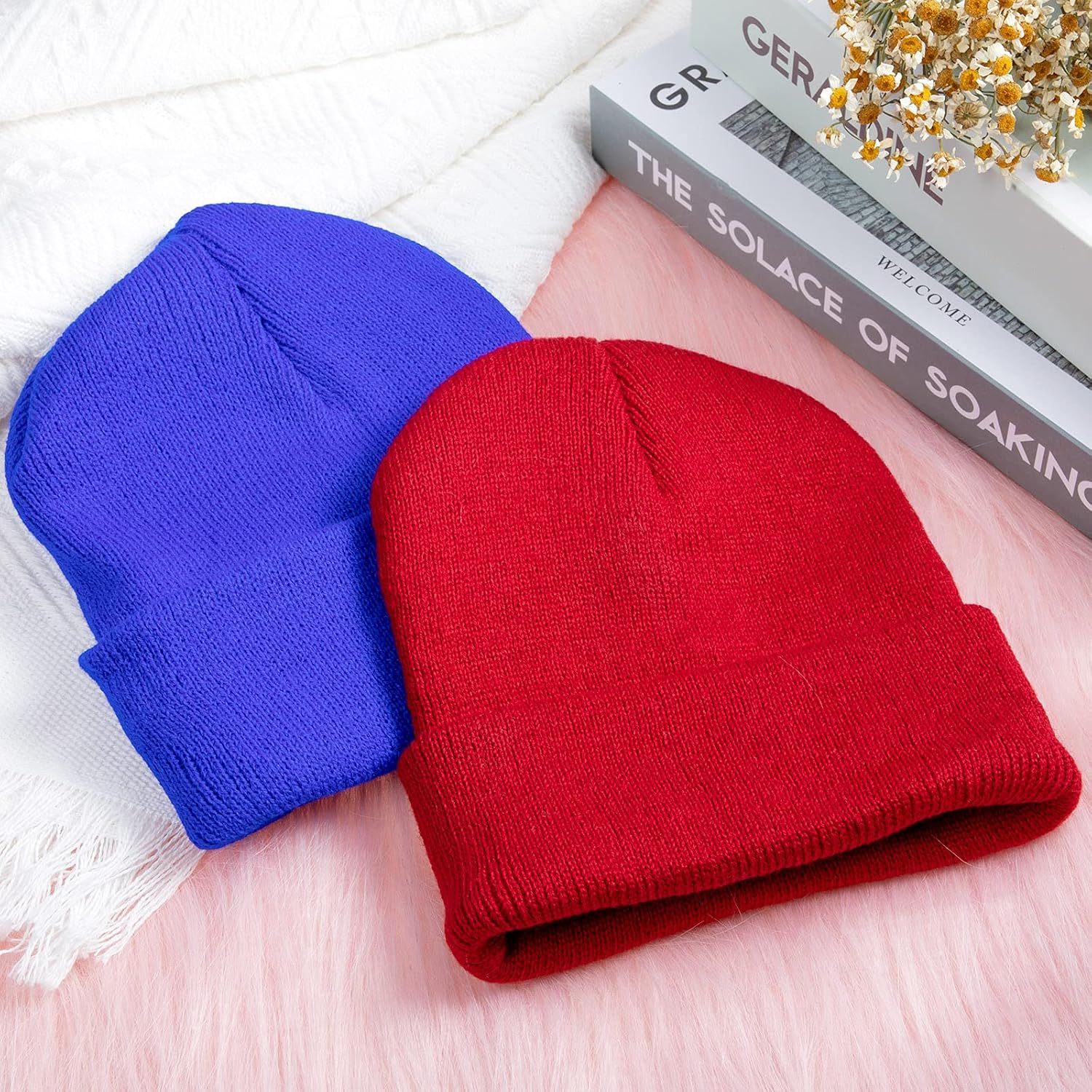 SATINIOR 12 Pieces Toddler Beanie for Baby Kids Boys Girls Beanies Winter Knitted Skull Caps Hats, 12 Colors, Chic Color, Medium - Image 8