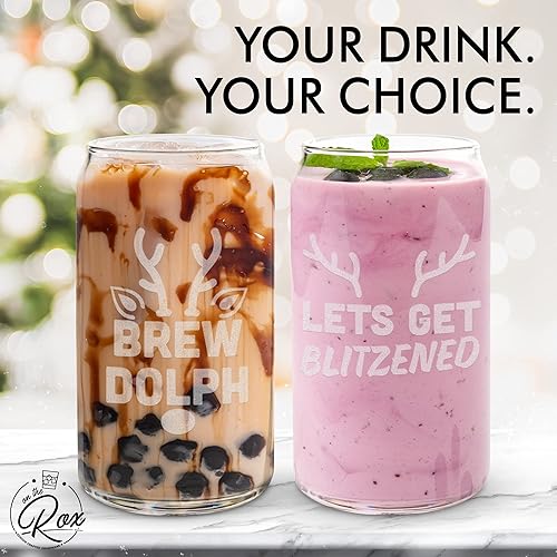 Miniatura 6 de On The Rox Drinks Divertidas copas de vino de Navidad, juego de 4 copas de vino sin tallo con muñeco de nieve, regalos navideños para ella, copas de