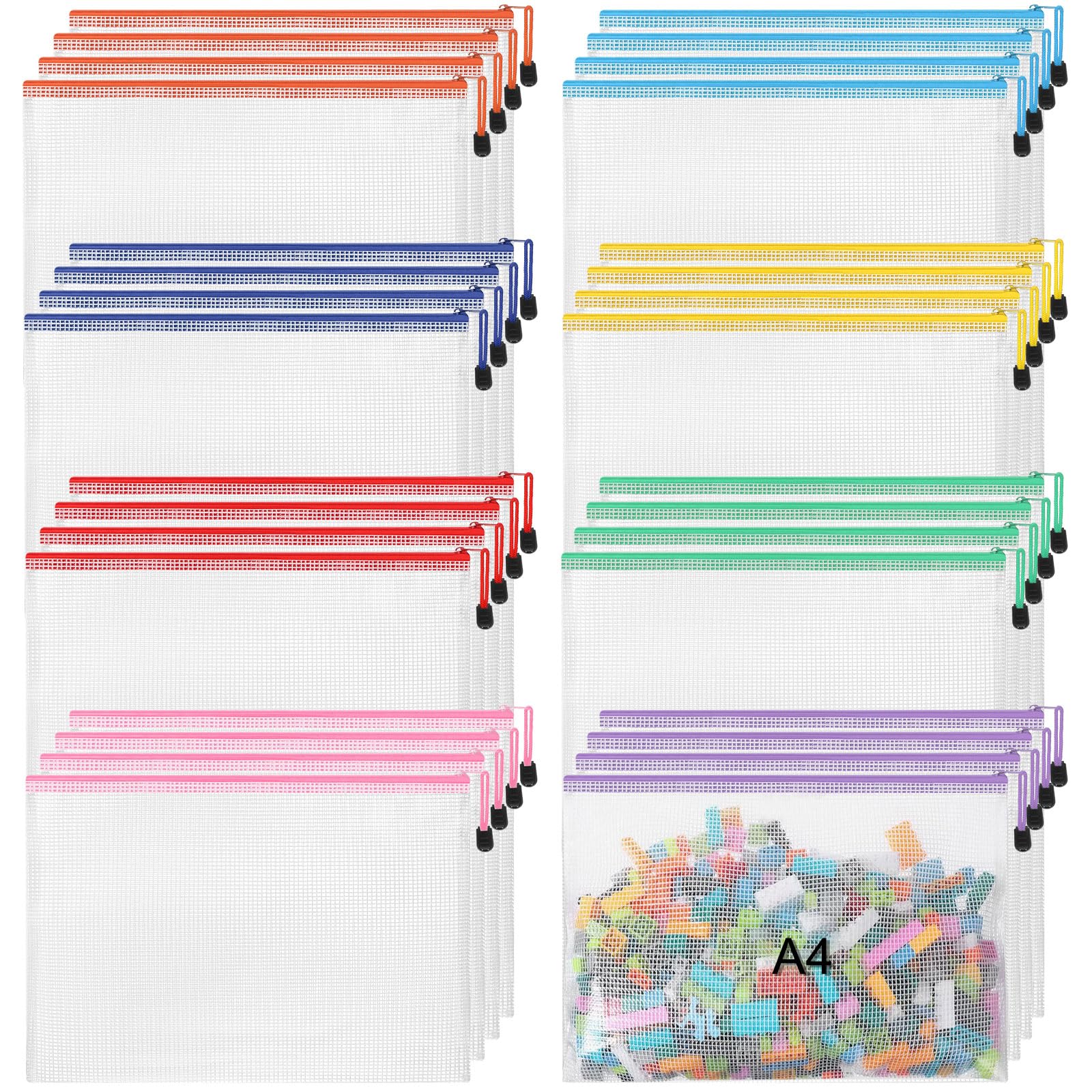 Jetec 32 Pcs Mesh Zipper Bags Bikini Organizer,Cute Color,13 x 9.5 Inch
