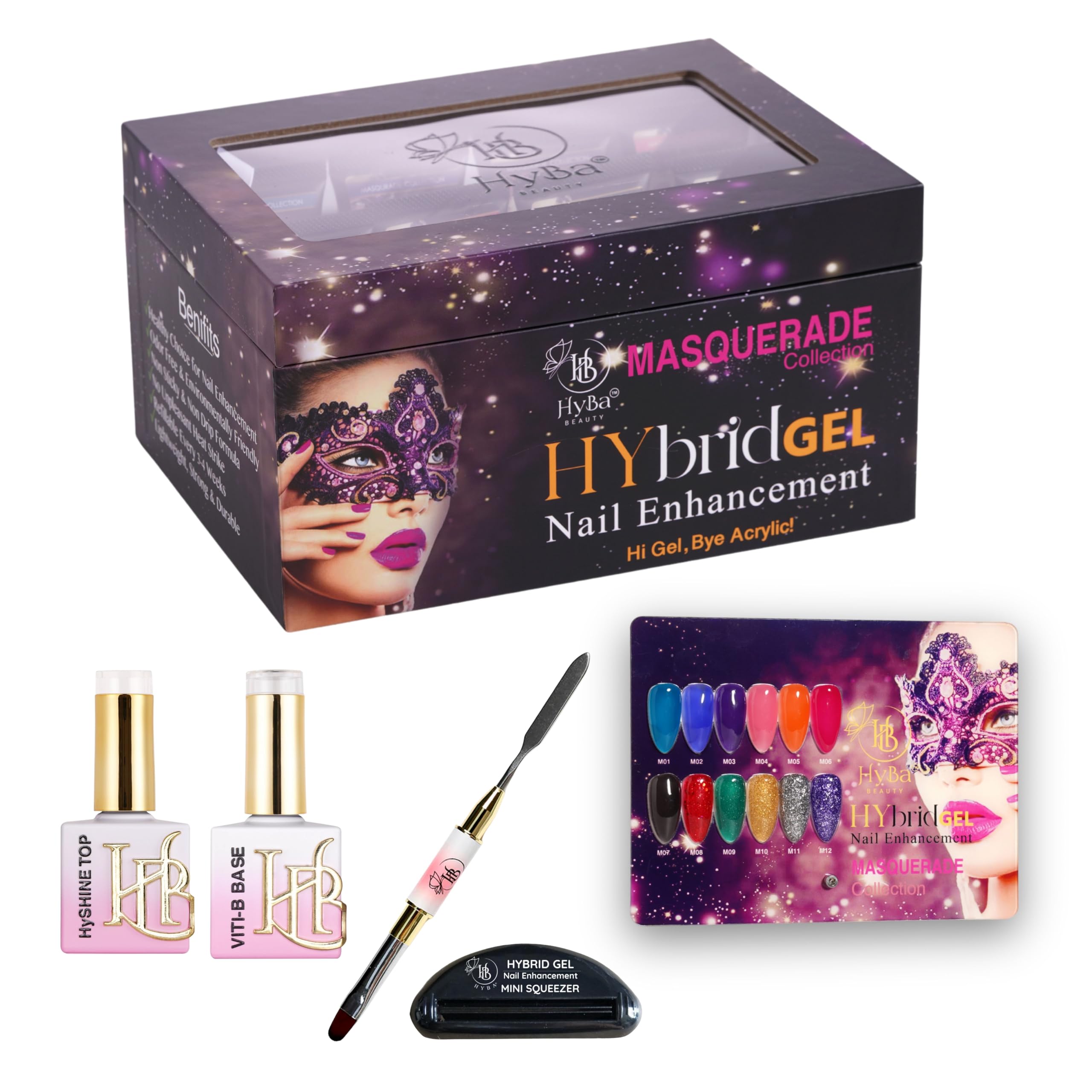 HYBRID GEL HYGEL MASQUERADE Collection 4 - FREE Top Base Brush