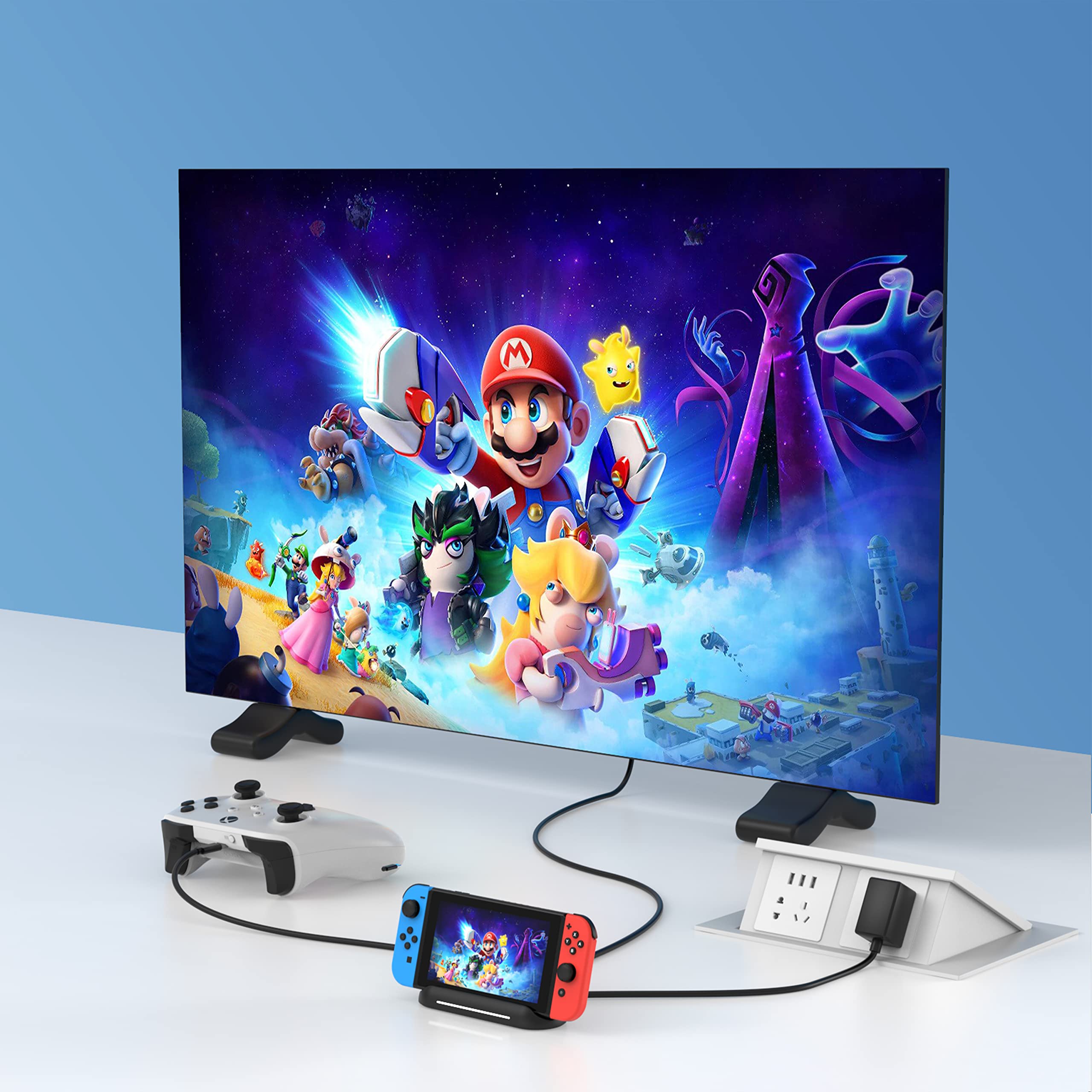 GKEAPZA Station d'accueil pour Nintendo Switch/Switch OLED, base portable 5 en 1 avec port HDMI, USB 3.0 type C et charge, remplacement officiel