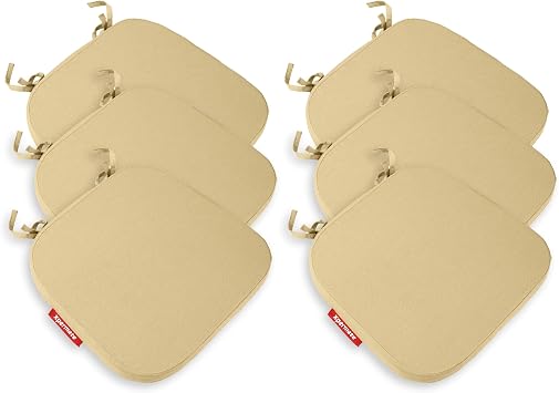 Xpermate 6l  Sandalye Minderi Seti Oval 42x42x5 cm Standart Fit, Fermuarl  Y kanabilir K l f, Ba c kl  Kaymaz, Leke Tutmaz Oturma Minderi Bej