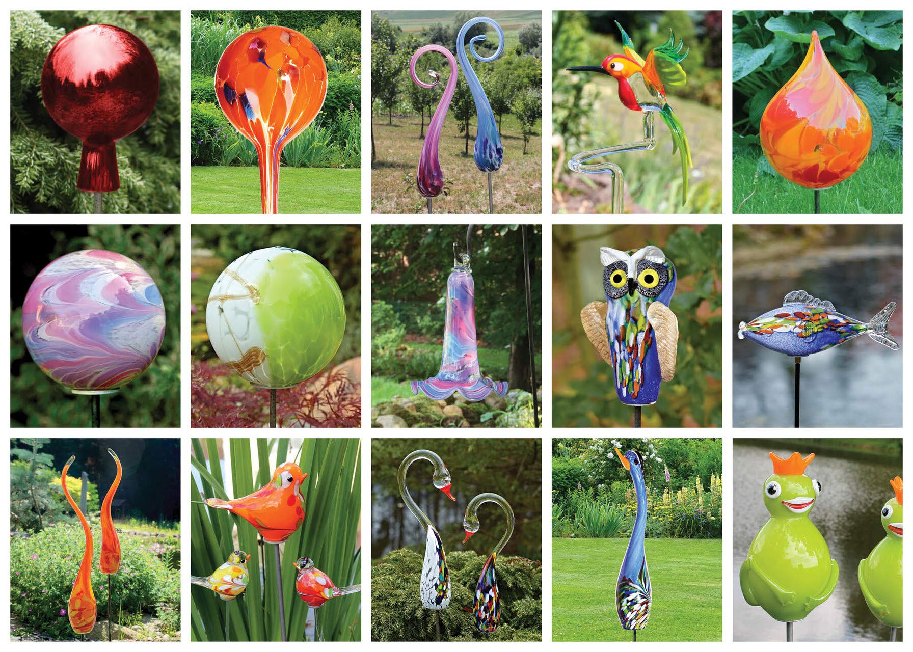 CRISTALICA Schwimmkegel Gartenteich Wasserbecken Insel Dekoration Glas Handmade 14cm weiß