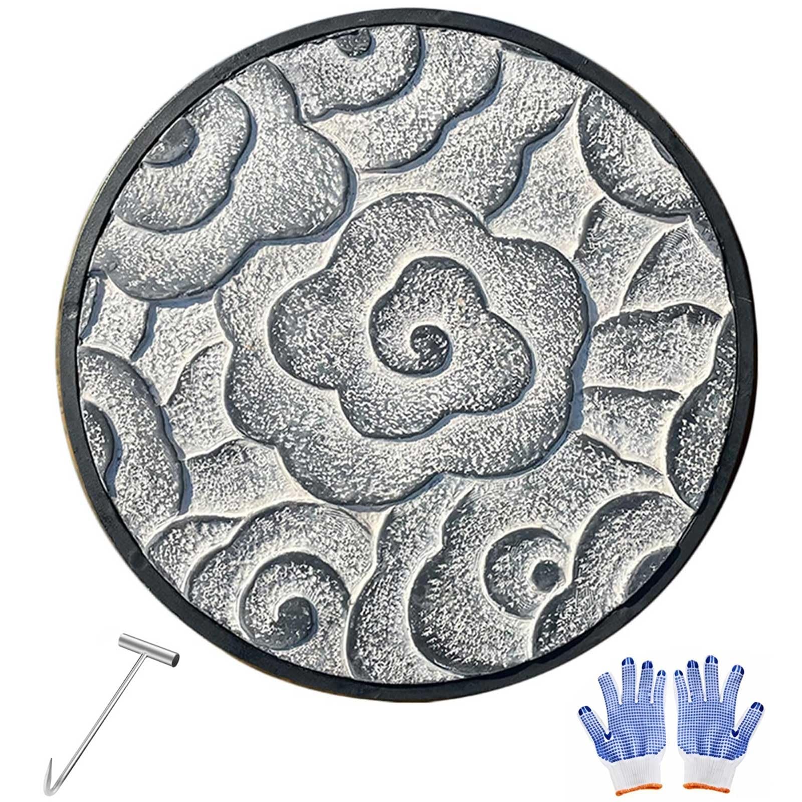 Rotondo Coperchio del Tombino e Telaio, Coperchio Cisterna Decorative per Fosse Settiche con Foro di Sollevamento e Gancio per Cortili, Giardini e Vialetti(40cm/16in)