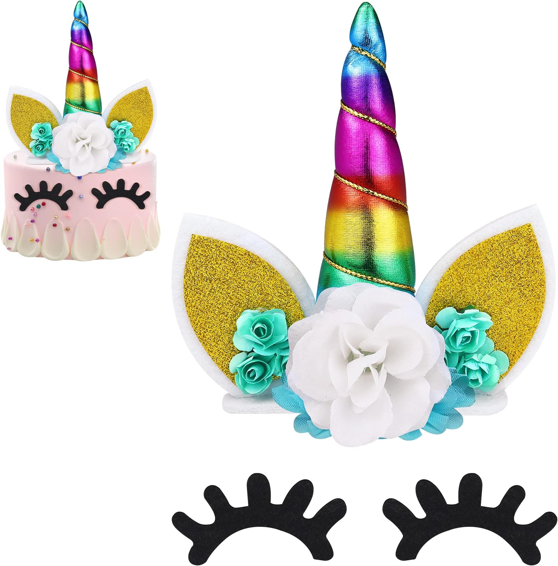 28-tlg Einhorn Tortendeko Set - 3D Kuchen Topper Für Geburtstag & Baby Shower