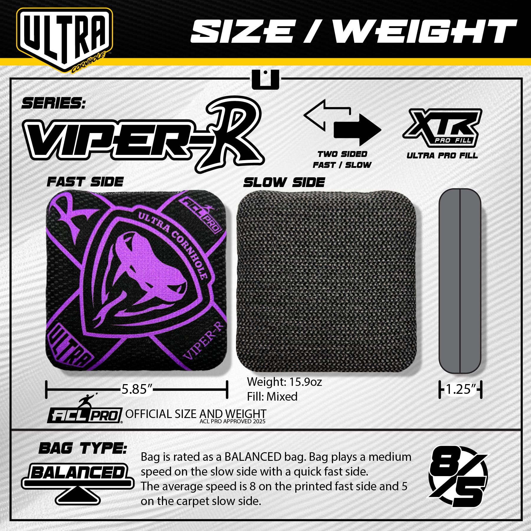 Ultra Cornhole Bags Viper-R Cornhole Bag Set - ACL Approved