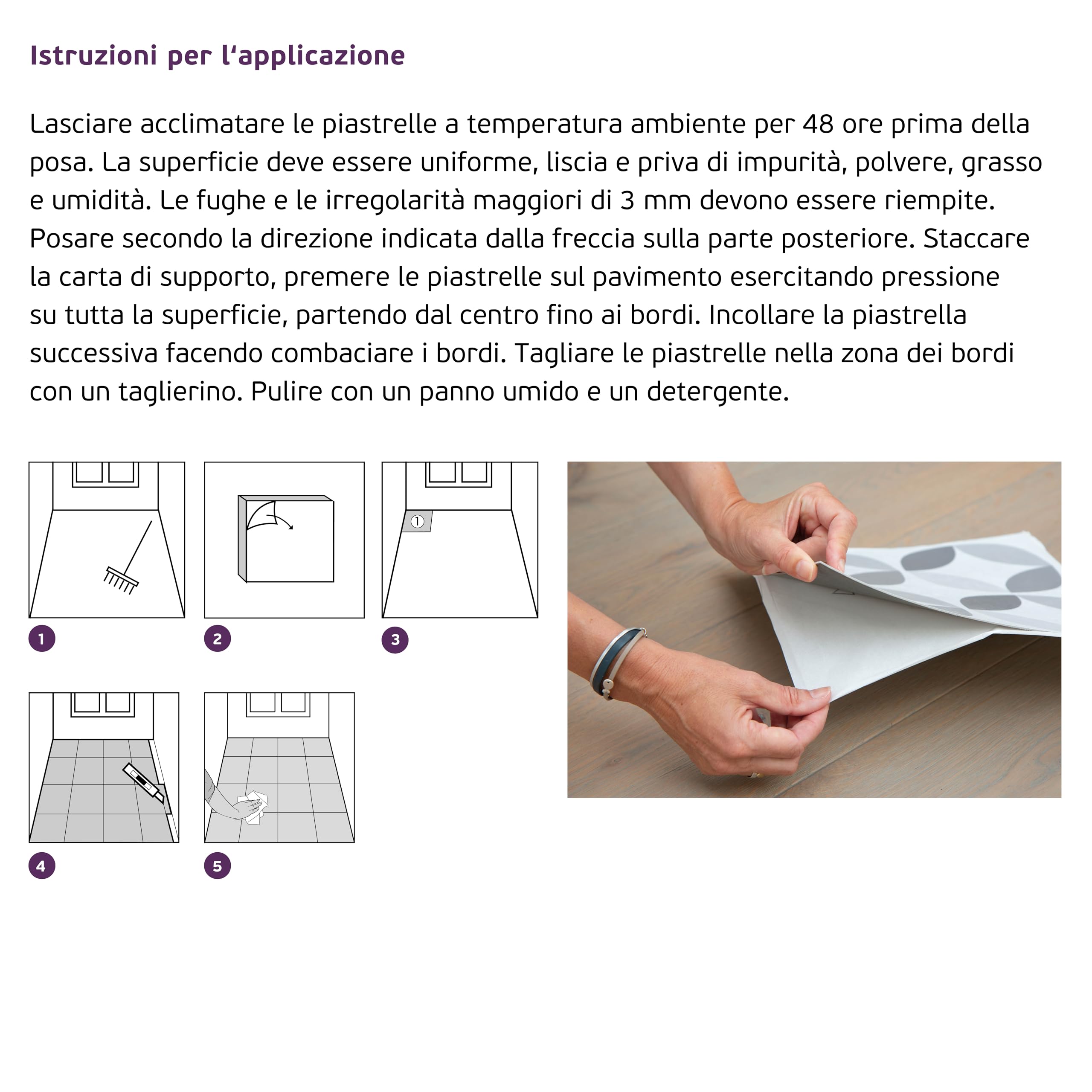 d-c-fix piastrelle da pavimento autoadesive (confezione da 11, 61 x 30 cm)