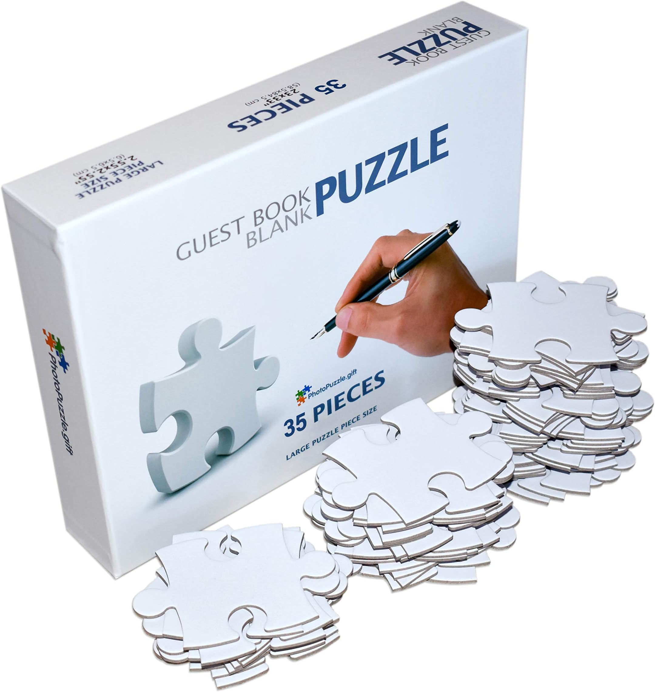Blank Puzzle A2, 16.5x23 inches, 35 Large Numbered White Pieces, Piece Size 3.5x3.5 inches, Guest Book Alternative, Wedding Birthday Party Event Guest Book Puzzle