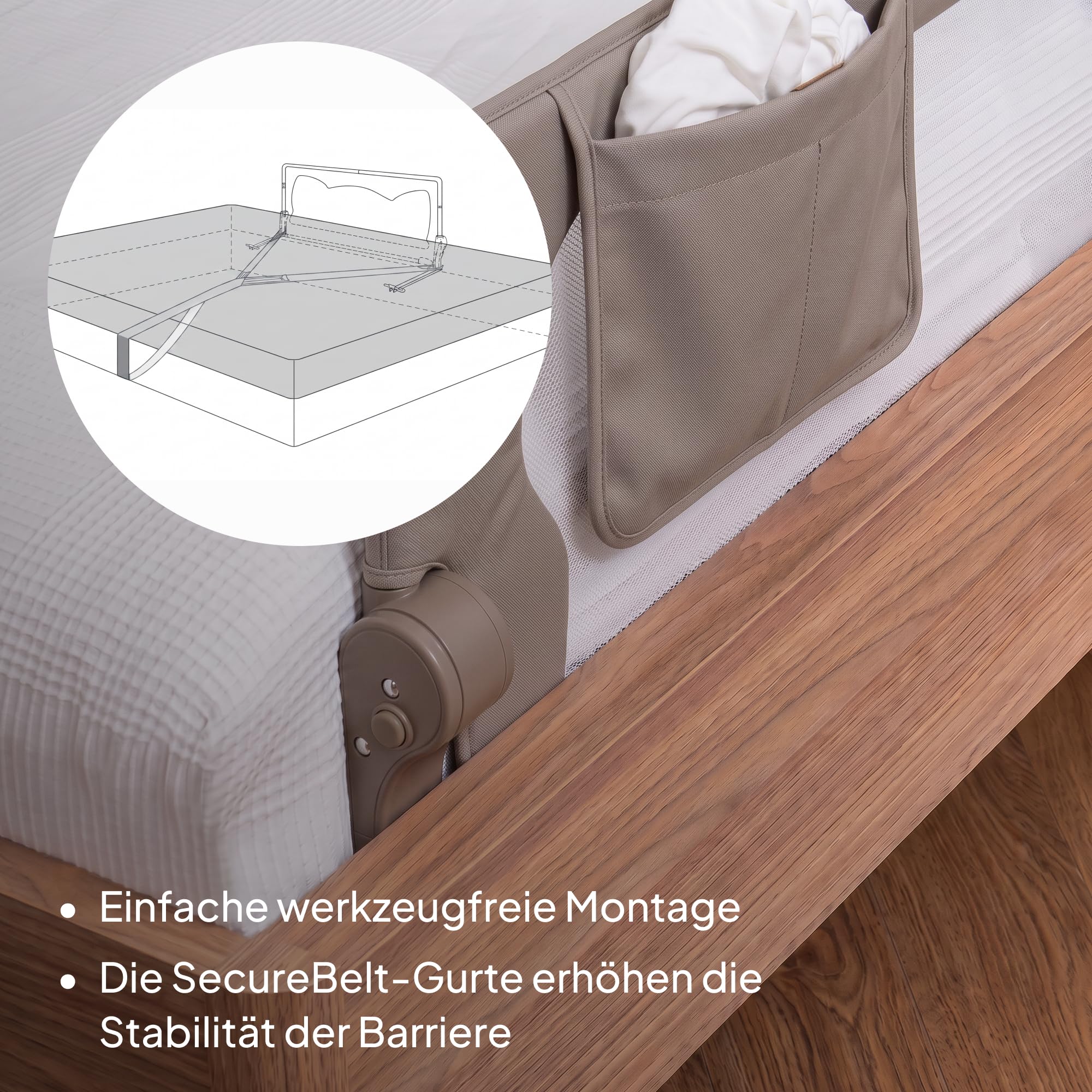 Lionelo Eva Rausfallschutz Bett Rausfallschutz Kinderbett, 150 x 42 cm