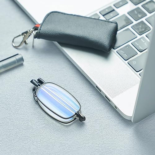 Miniatura 7 de Paquete de 3 lentes de lectura plegables de bolsillo, bloqueo de luz azul, lectores plegables de bisagra de resorte para mujeres y hombres