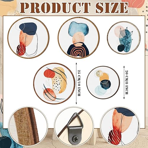 Miniatura 9 de 5 piezas de arte de pared bohemio de madera para sala de estar, decoración bohemia para colgar en la pared, decoración rústica geométrica colgante