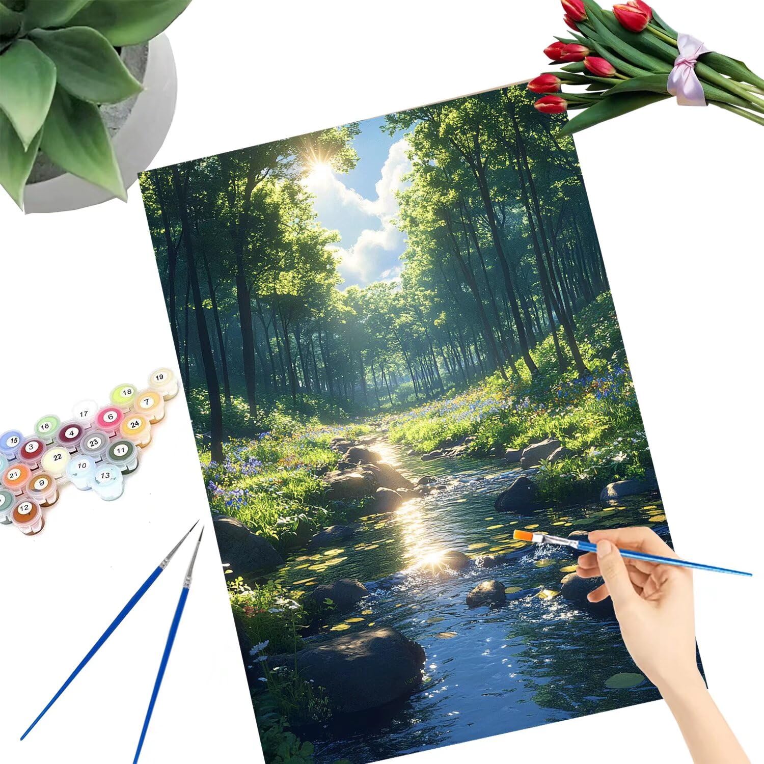 Pintar por Numeros Adultos pintar por numeros niños manualidades niños 10 años, DIY Pintar por Números de Pincel y Pintura acrílica Decoraciones para el Hogar Manualidades, sin Marco 60x80cm C-126