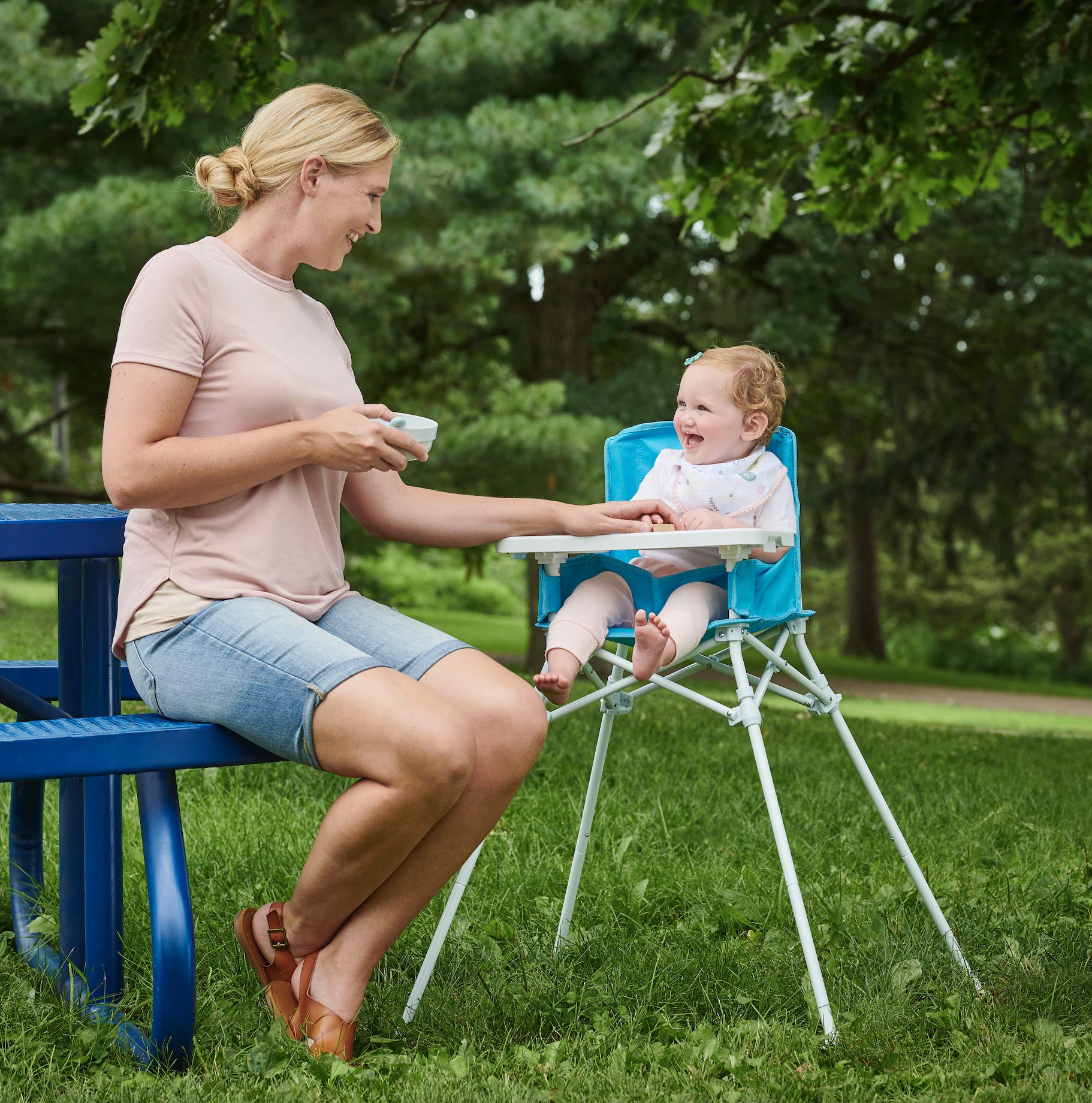 Regalo My High Chair Portable Travel Fold & Go Highchair, Indoor and Outdoor, Bonus Kit, Includes Tray with Cup Holder, Aqua/Turquoise