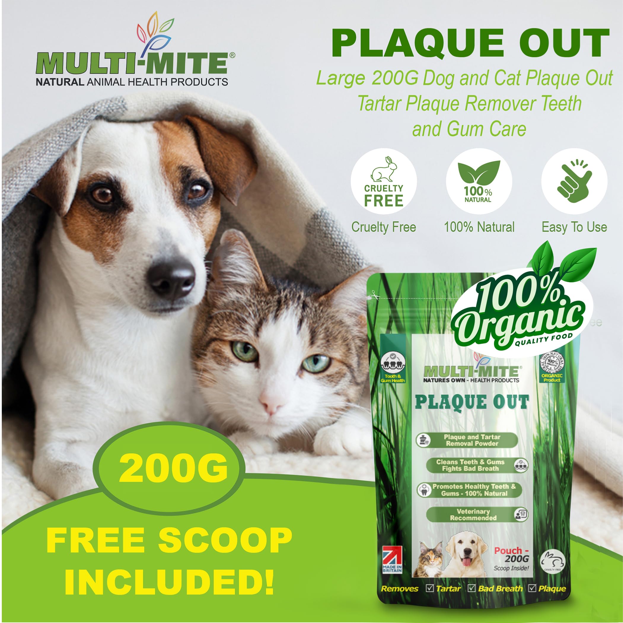 PLAQUE OUT 200g Pouch, Plaque Off Remover, 100% Natural and Organic Seaweed Powder for Dogs & Cats, Dog Teeth Cleaning - Image 3