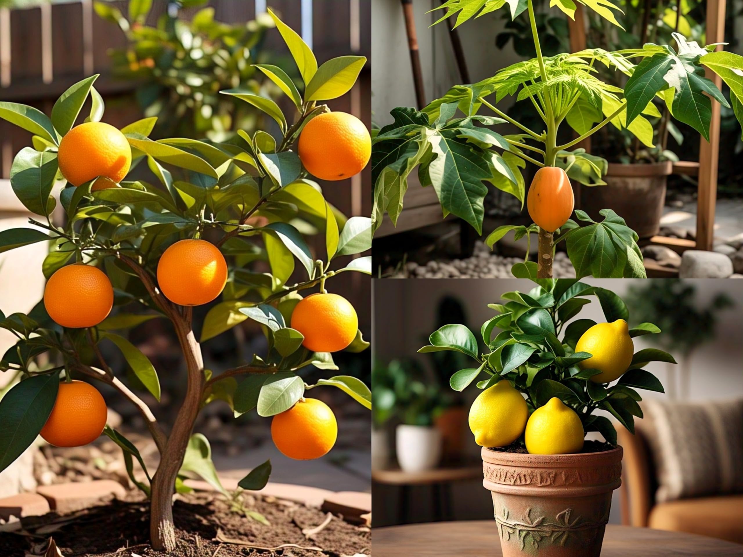NooElec Seeds India 6-in-1 Dwarf Fruit Seeds Collection - Apple, Guava, Orange, Lemon, Grape, Papaya (All Year Growing, Indoor/Outdoor) 10 Pcs Each Fruit. 1