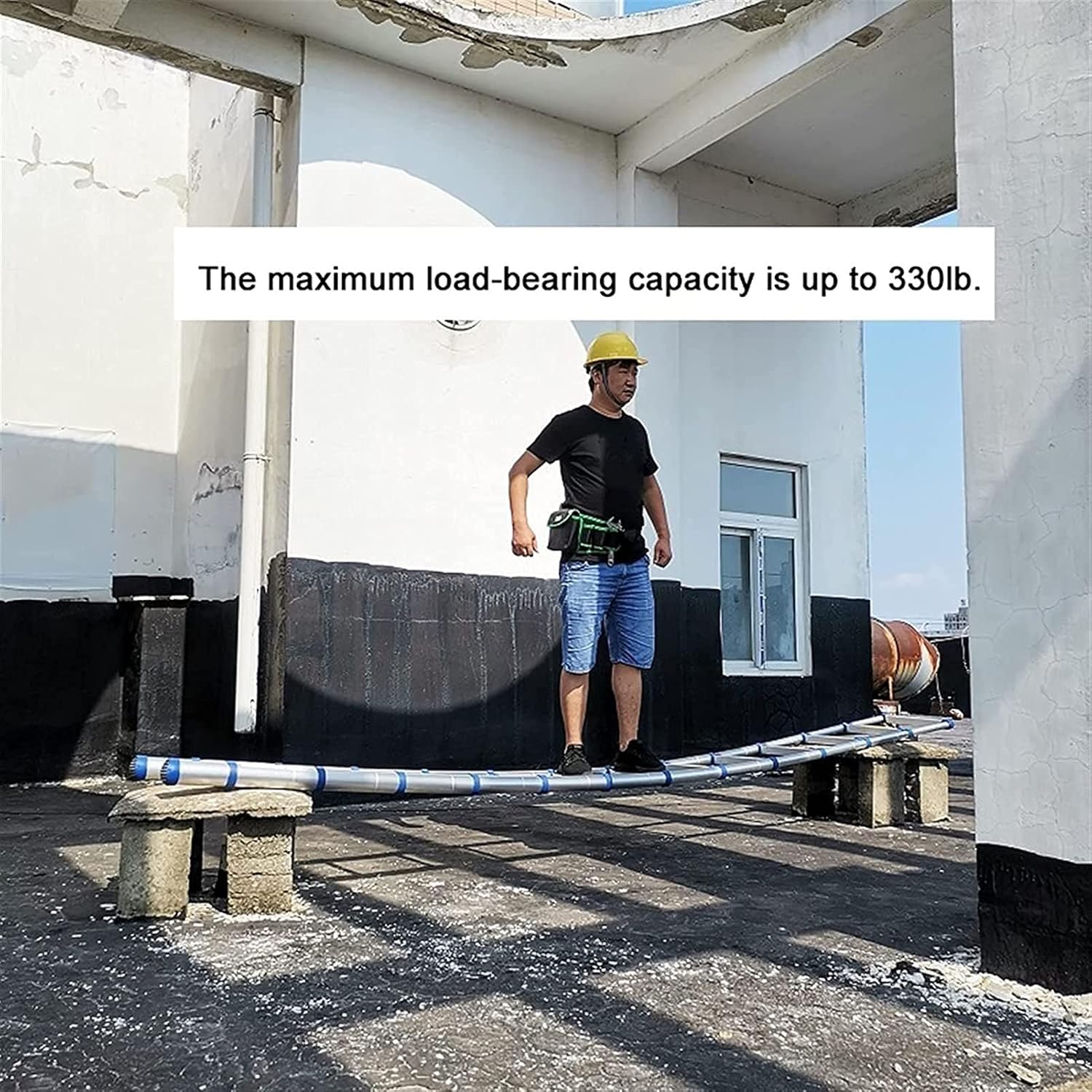 Ladders,Aluminum Extension Ladder 8M/7M/6M/5M/4M/3M/2M/1M Tall, Multi-Purposecopiladder,with Fixed Hook, Support Bar, Non-Slip Mat, for Home Rv Attic Work Outdoor Use, Load 150Kg/2.2M/7.2Ft