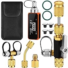 Mini Wireless Digital Vacuum Gauge with Adapter Valve Core Remover Installer HVAC 0-19000 Micrometer Rechargeable Pressure Tester Meter, Alarms Via App, Offline Recording, Temp Compensation