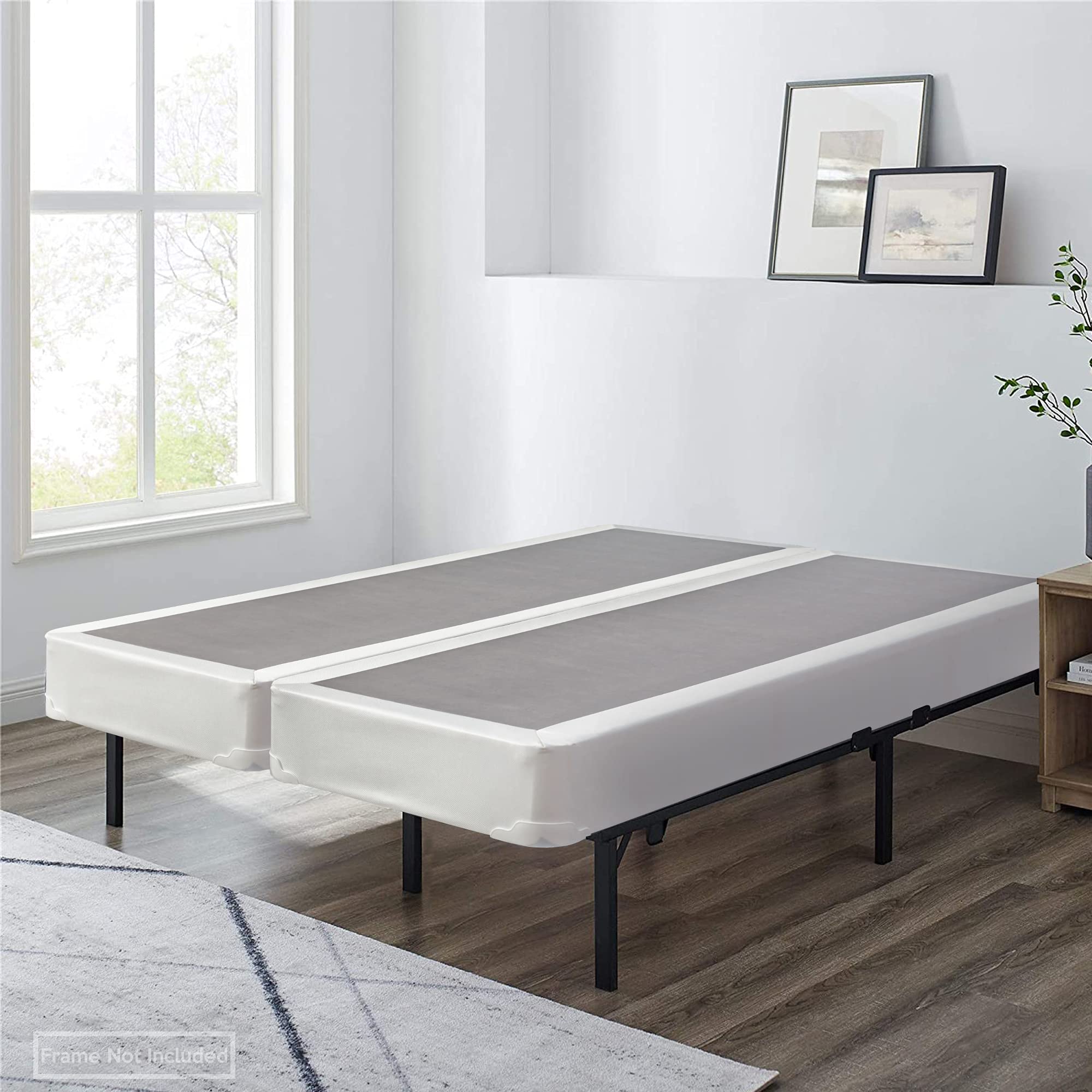 Treaton Fully Assembled Split Wood Traditional Box Spring/Foundation for Mattress Set, Queen, Beige
