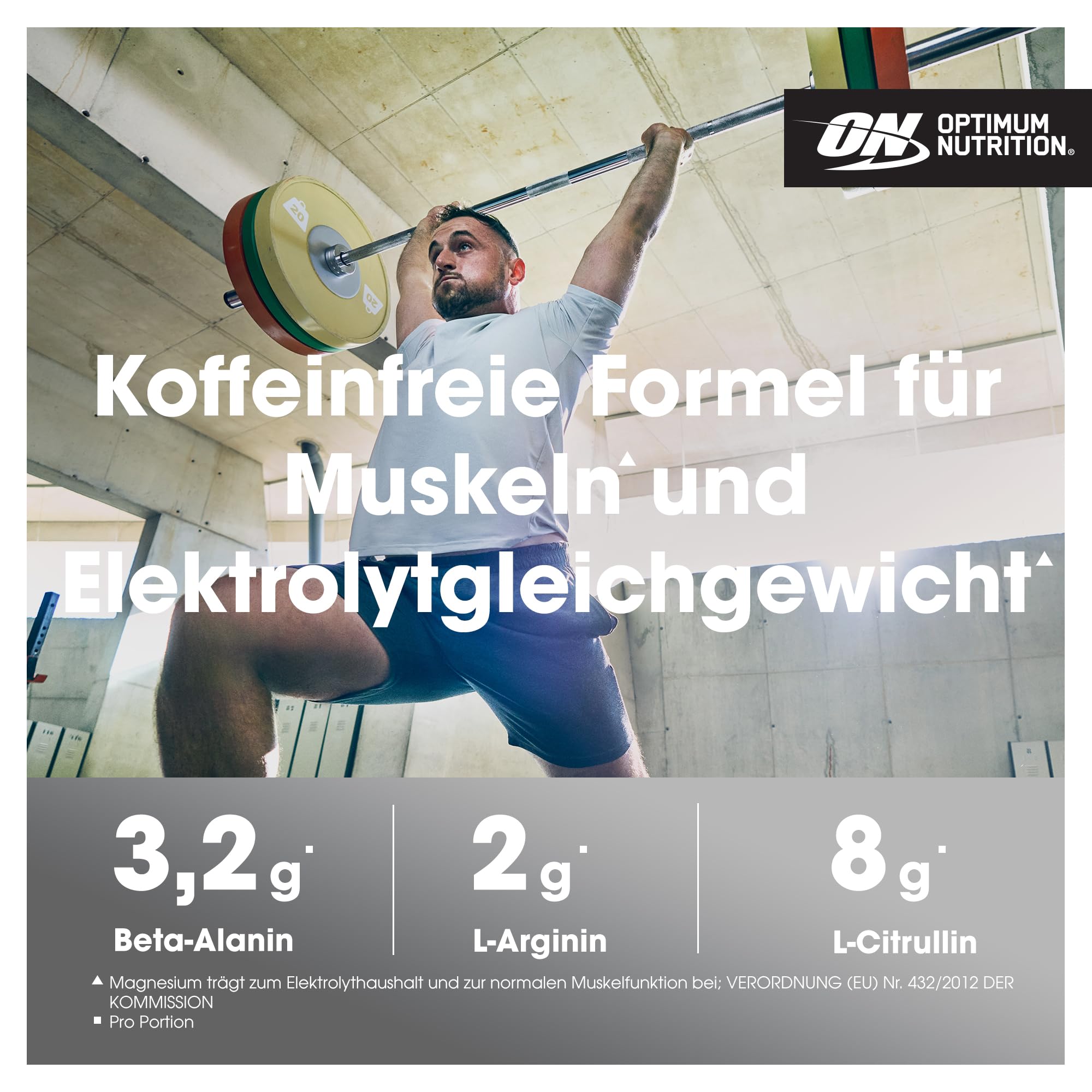 Optimum Nutrition PUMP Pre-Workout koffeinfrei, Trainingsbooster mit Beta-Alanin, L-Citrullin, L-Arginin & Fruitflow, Limette Geschmack, 20 Portionen, 380 g