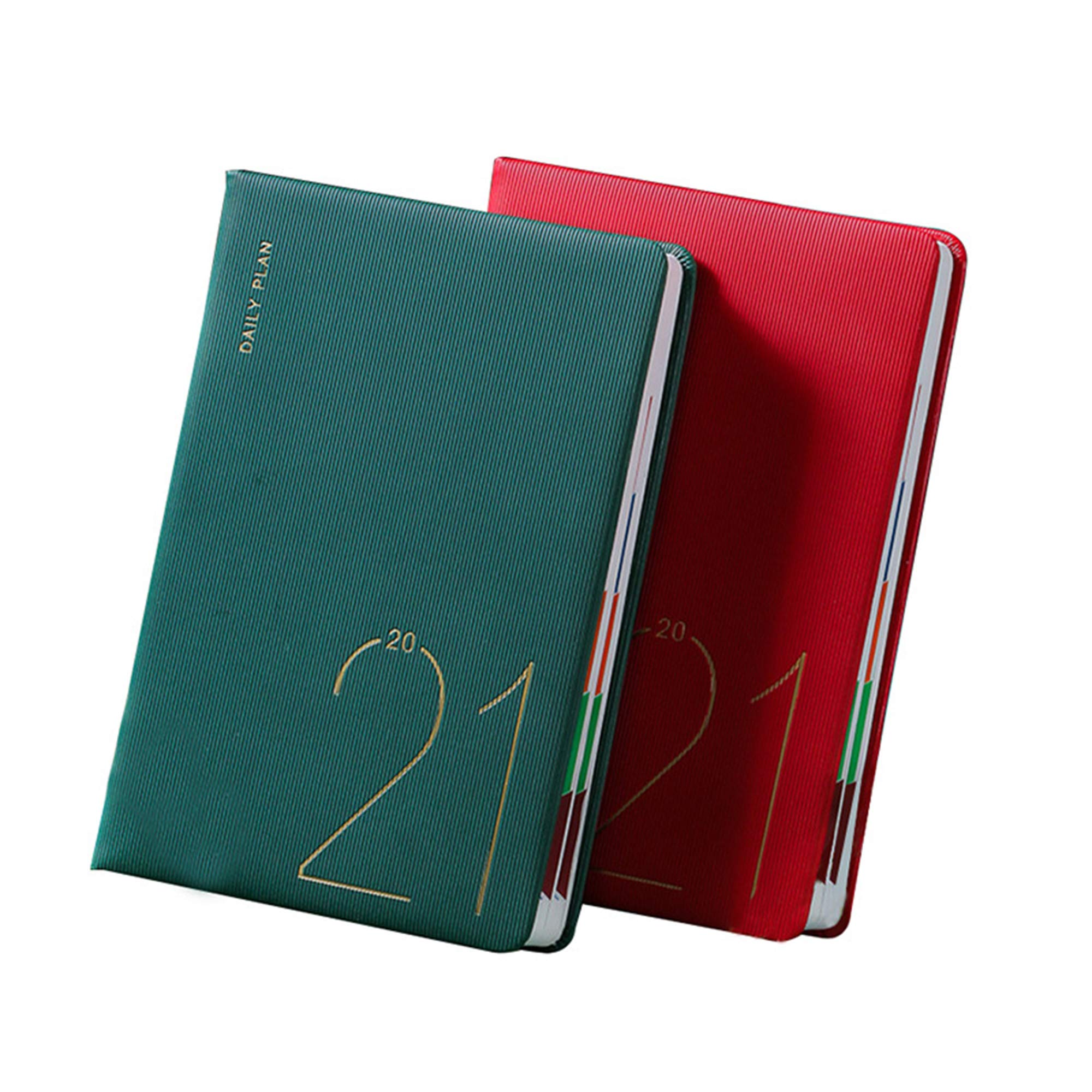 2021 365 Tage Tagebuch - 2er Pack (Rot & Grün) Notebook, A5, Chinesisches Schriftzeichen