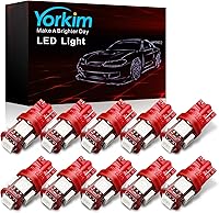 Vista 1 de Yorkim 194 bombillas LED rojas superbrillantes de 5ª generación, T10 168 bombillas LED para interior de automóvil, domo, matrícula, mapa, puerta