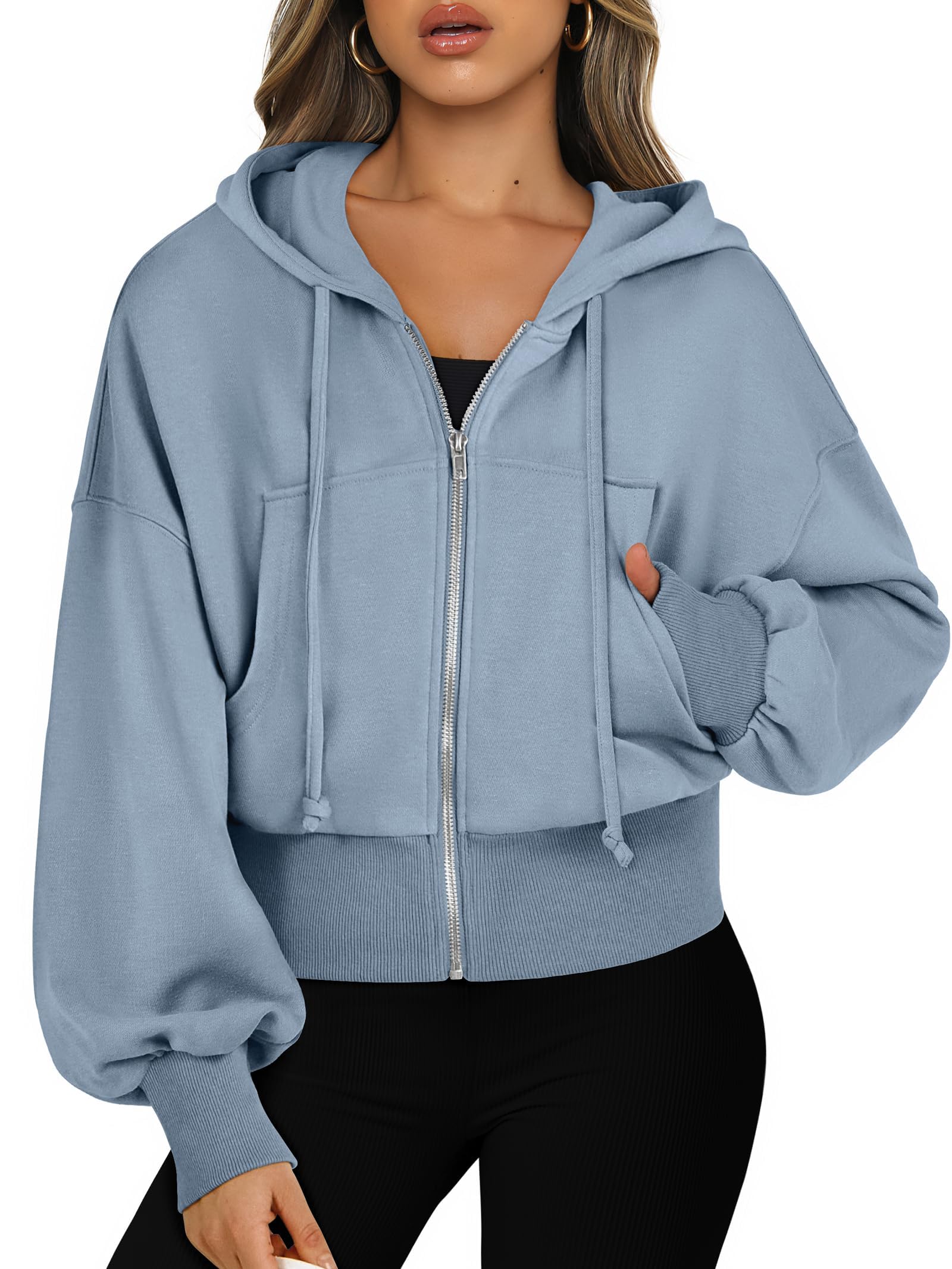 ANRABESS Cropped Zip Hoodie Jacket