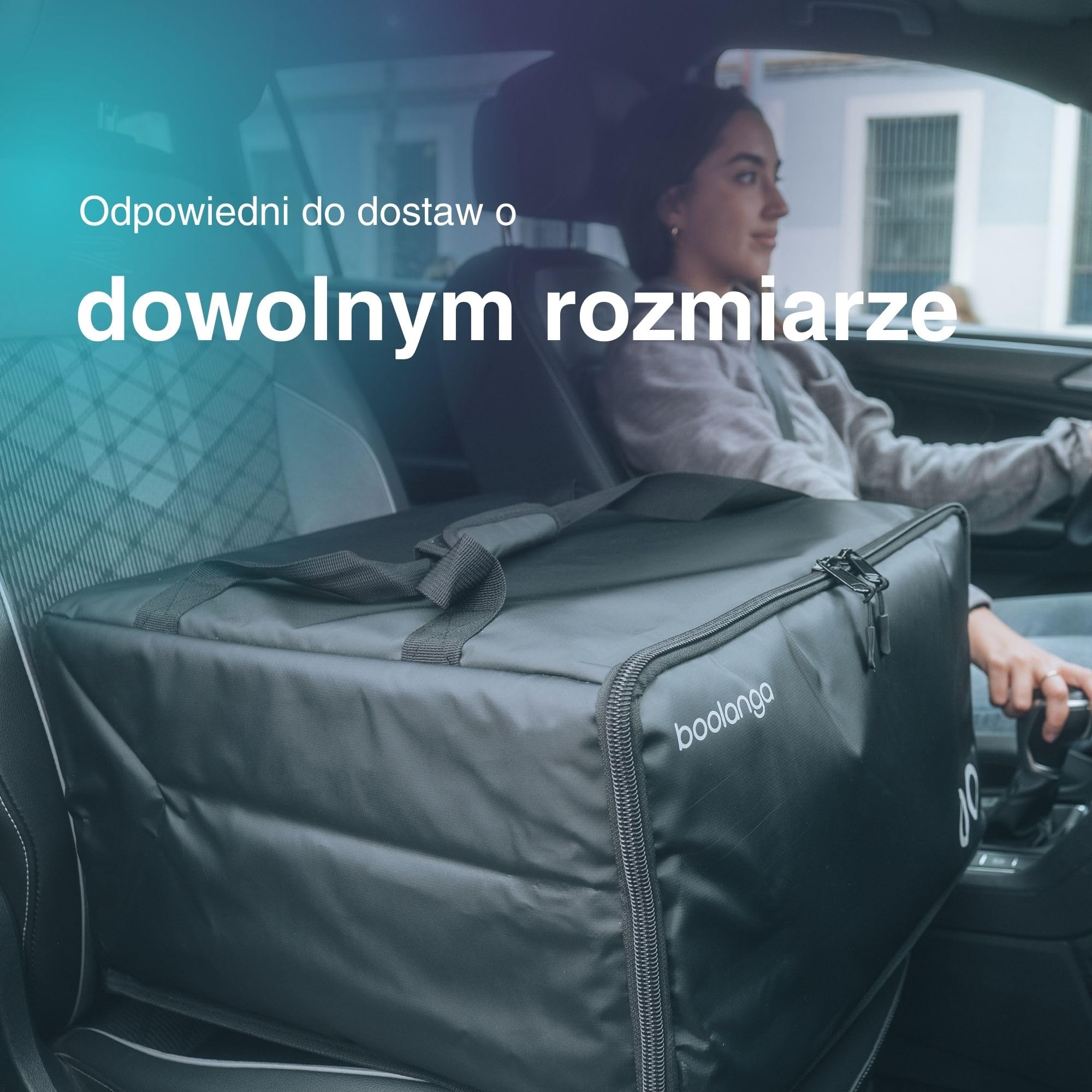Teleskopowa sześcienna 89 l, izolowana torba na żywność, rozszerzalna funkcjonalność, 100% wodoodporna, w pełni składana, paski odblaskowe, zaprojektowana dla profesjonalnych kurierów, Czarny