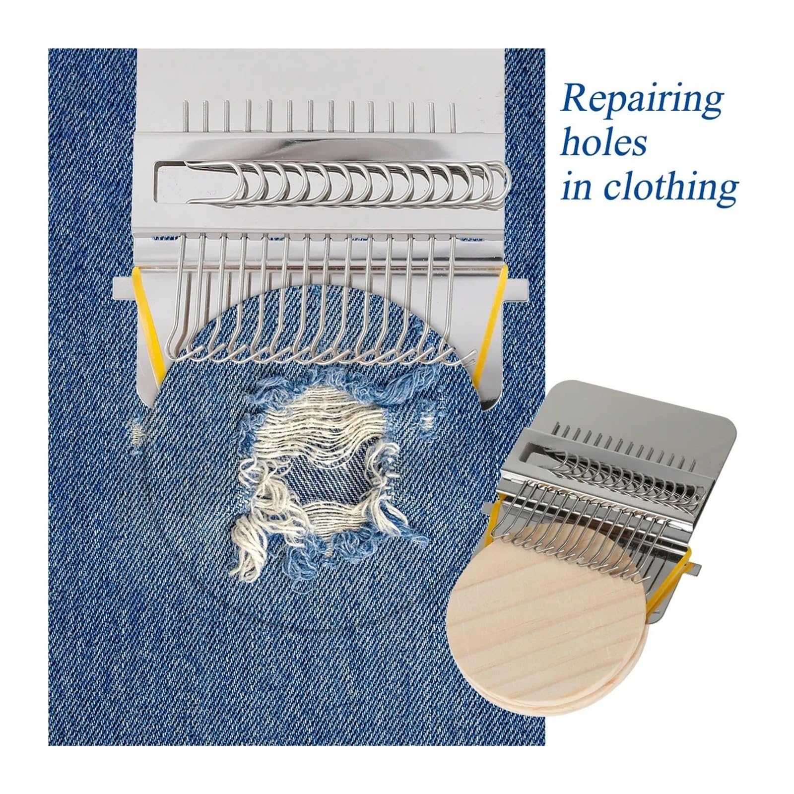 Mini Darning Loom, przenośne narzędzie do tkania skarpet dżinsowych, mała maszyna do naprawy odzieży domowej