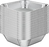 Vista 1 de WANBAO 30 piezas de moldes desechables de papel de aluminio para hornear, cuadrados de 8" X 8" X 2" pulgadas, preparación de comida para catering