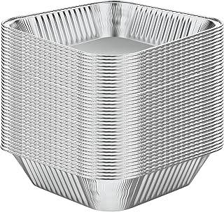 WANBAO 30 Pcs Disposable Aluminum Tin Foil Baking Pans Bakeware Square 8'' X 8'' X 2'' Inch Meal Prep for Catering, Baking Cakes, Breads, Brownies, Bread, Meatloaf, Lasagna