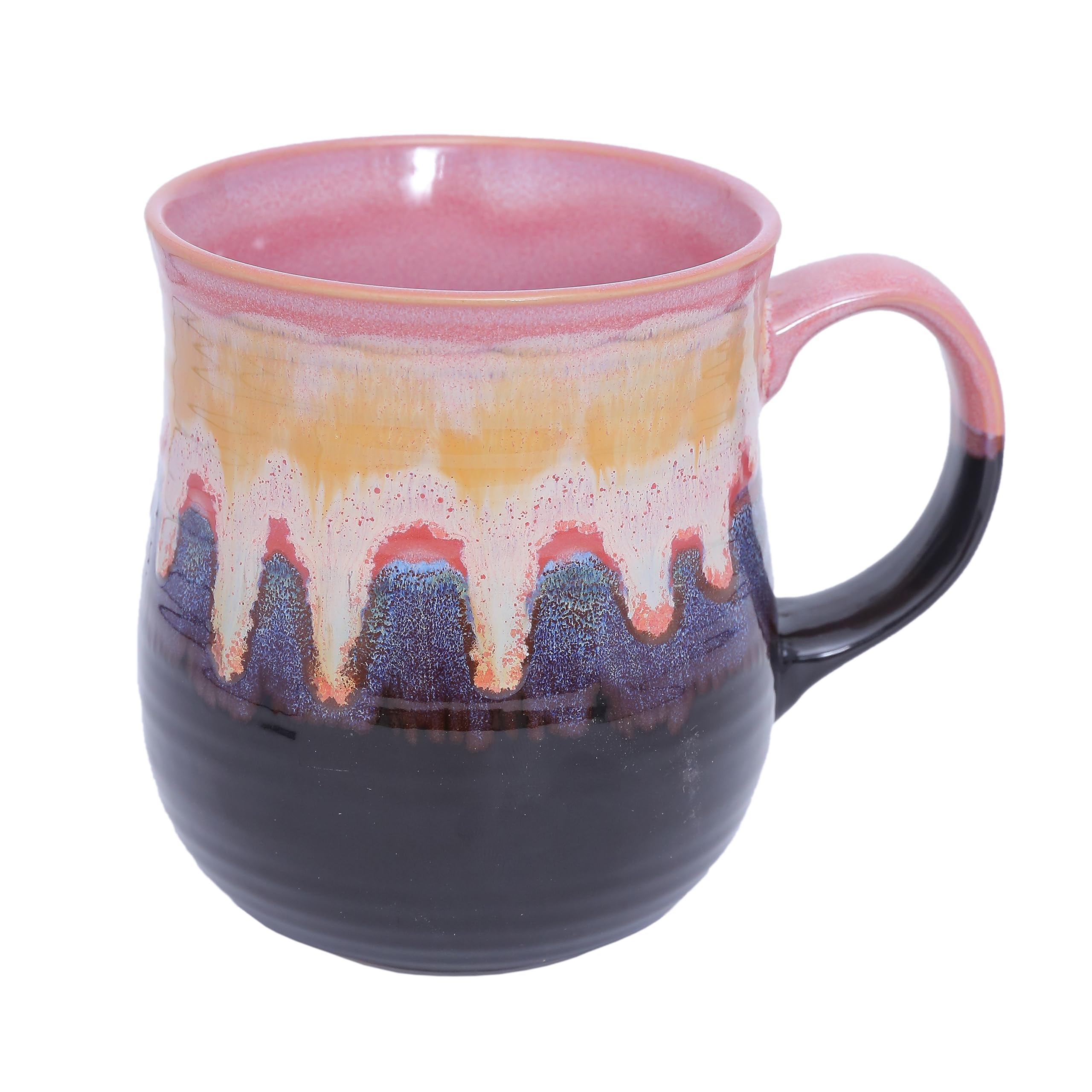 600ml Large Ceramic Coffee Mug with Handle，Handmade Kiln Change Glaze Tea Cup Novelty Coffee Mug for Coffee, Tea, Milk or Other Liquid (Kiln Transformation Becher C)