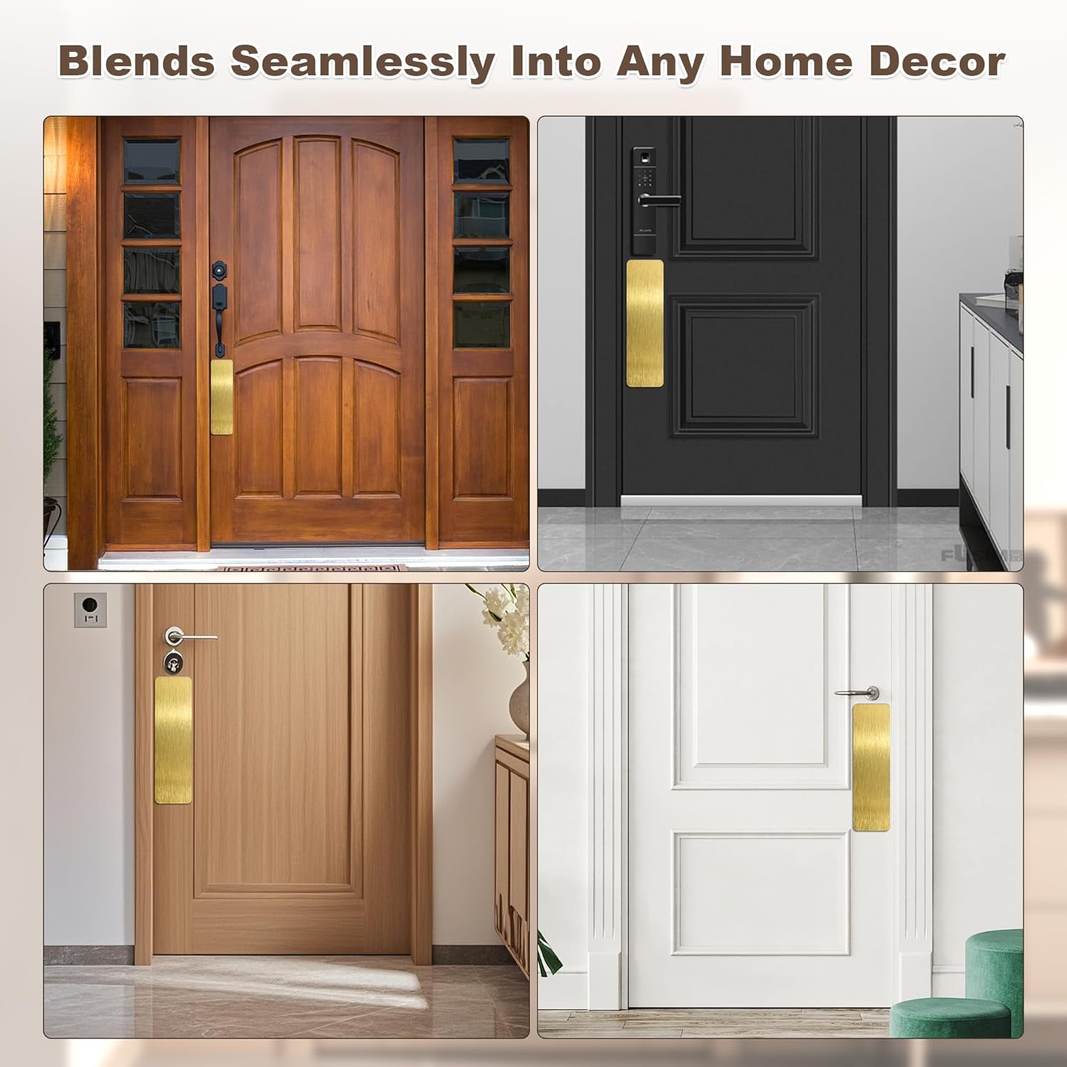 2 PCS 4"x14" Door Protector from Dog Scratching, Self-Adhesive Stainless Steel Door Kick Plate with Rounded Corners, Anti-Scratch Guard for Dogs & Cats, Brushed Fingerprint-Resistant Finish(Silver)