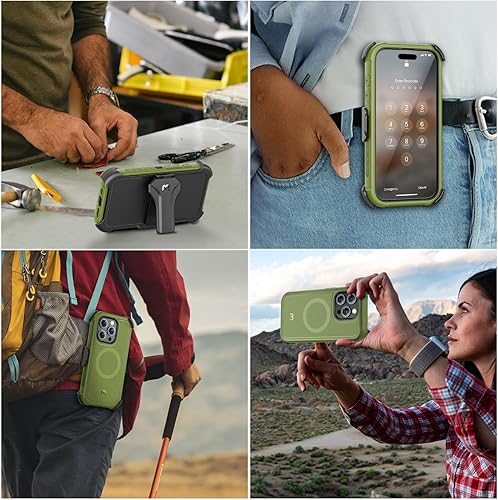 Miniatura 7 de MYBAT PRO Maverick Series - Funda para iPhone 15 Pro Max con funda de clip para cinturón, con protector de pantalla, anticaídas, a prueba de golpes,