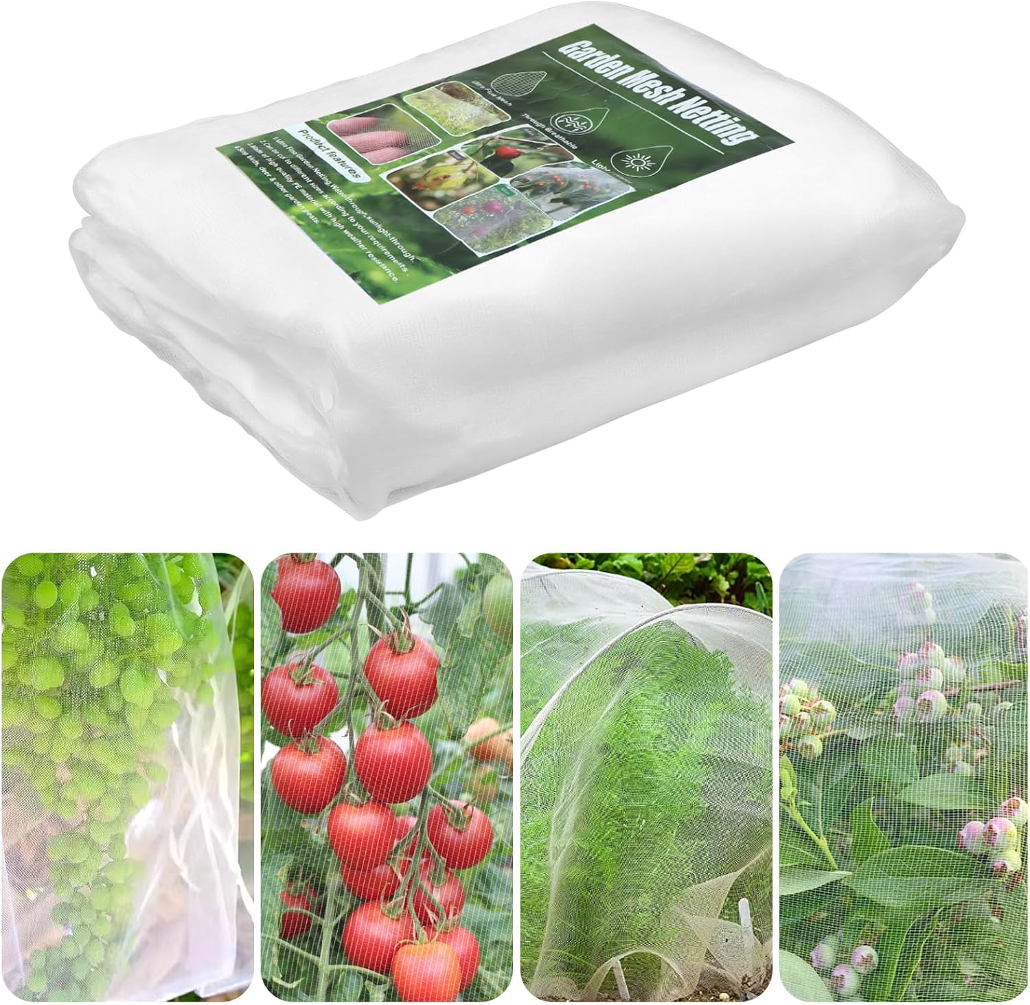 WEXFFU Insect Mesh Vegetable Mesh 2.5 x 10 m Fine Mesh Garden Reusable Insect Mesh Protects Fruits Flower from Animals Pests Birds