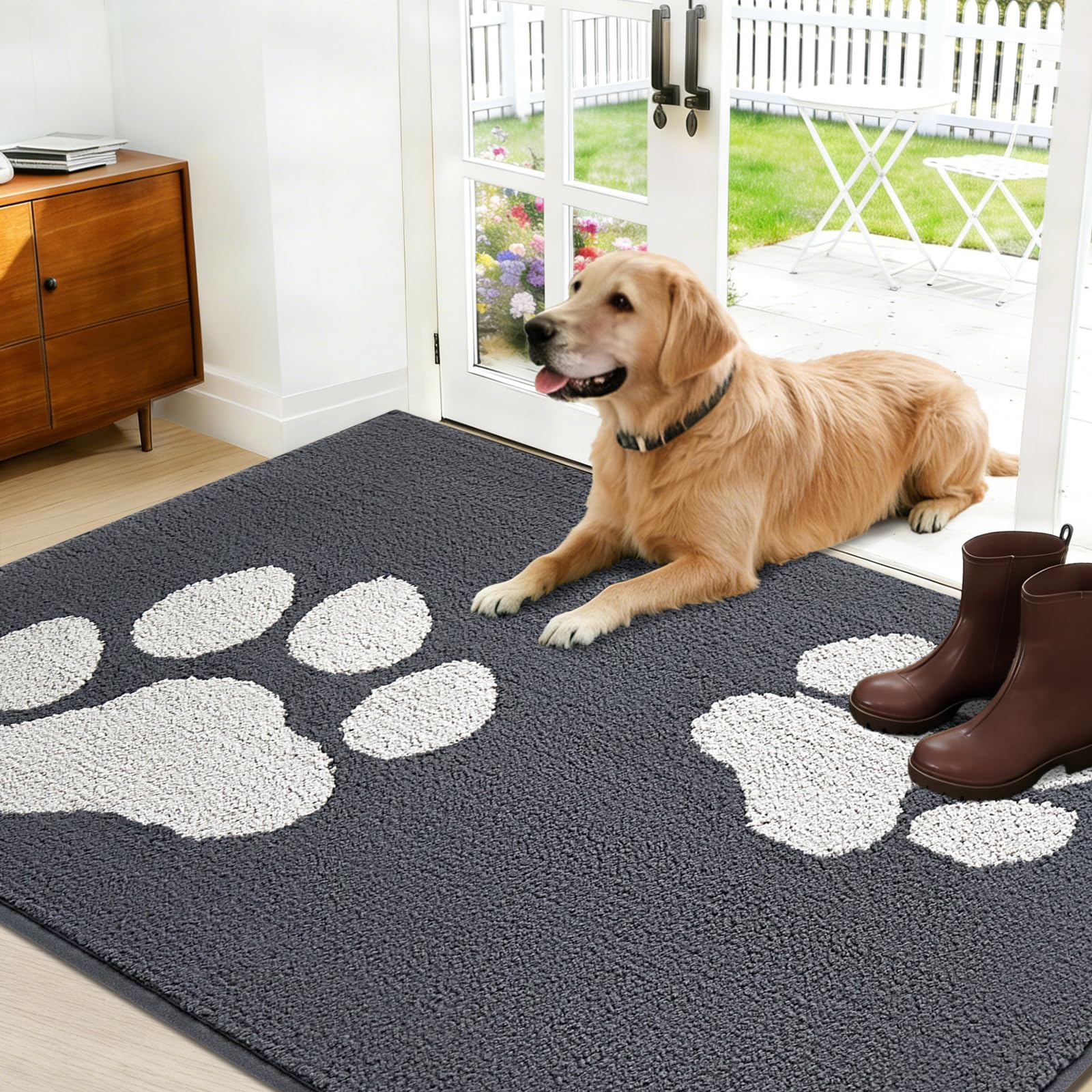 FONEYI Tapete para interiores, tapete antideslizante para puerta delantera y trasera, 32 x 48 pulgadas, alfombras de entrada lavables de perfil bajo, tapetes absorbentes para entrada y entrada,