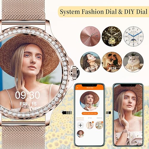 Miniatura 7 de Smart Watches for Women (AnswerMake Call) with Diamonds, 1.3HD Screen Bluetooth Smartwatch for Android iOS Phones, IP68 Waterproof Fitness Activity