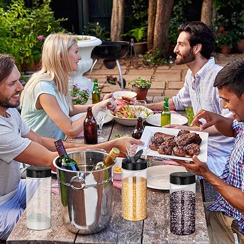 Miniatura 7 de Zhehao 36 botellas de plástico para especias de 16 onzas con tapa negra, tarros de especias vacíos grandes y transparentes, recipientes