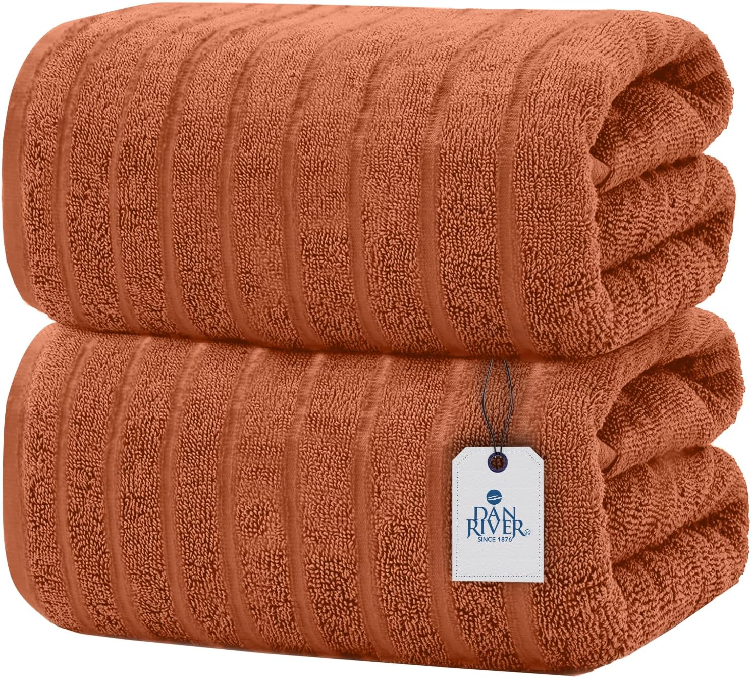 DAN RIVER 3-Piece Towel Set: 1 Oversized Bath Sheet (40x80 Inches) & 2 Bath Sheets (35x70 Inches), 550 GSM - Orange