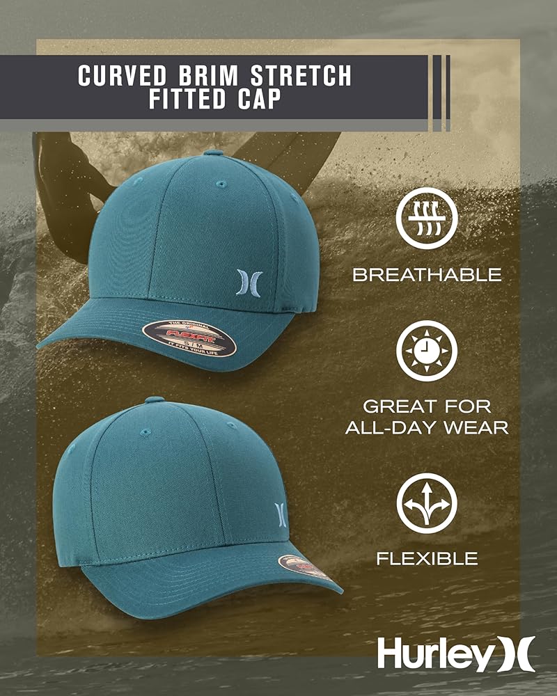 Hurley Men's Hat - Curved Brim Stretch Fitted Cap, Size Small