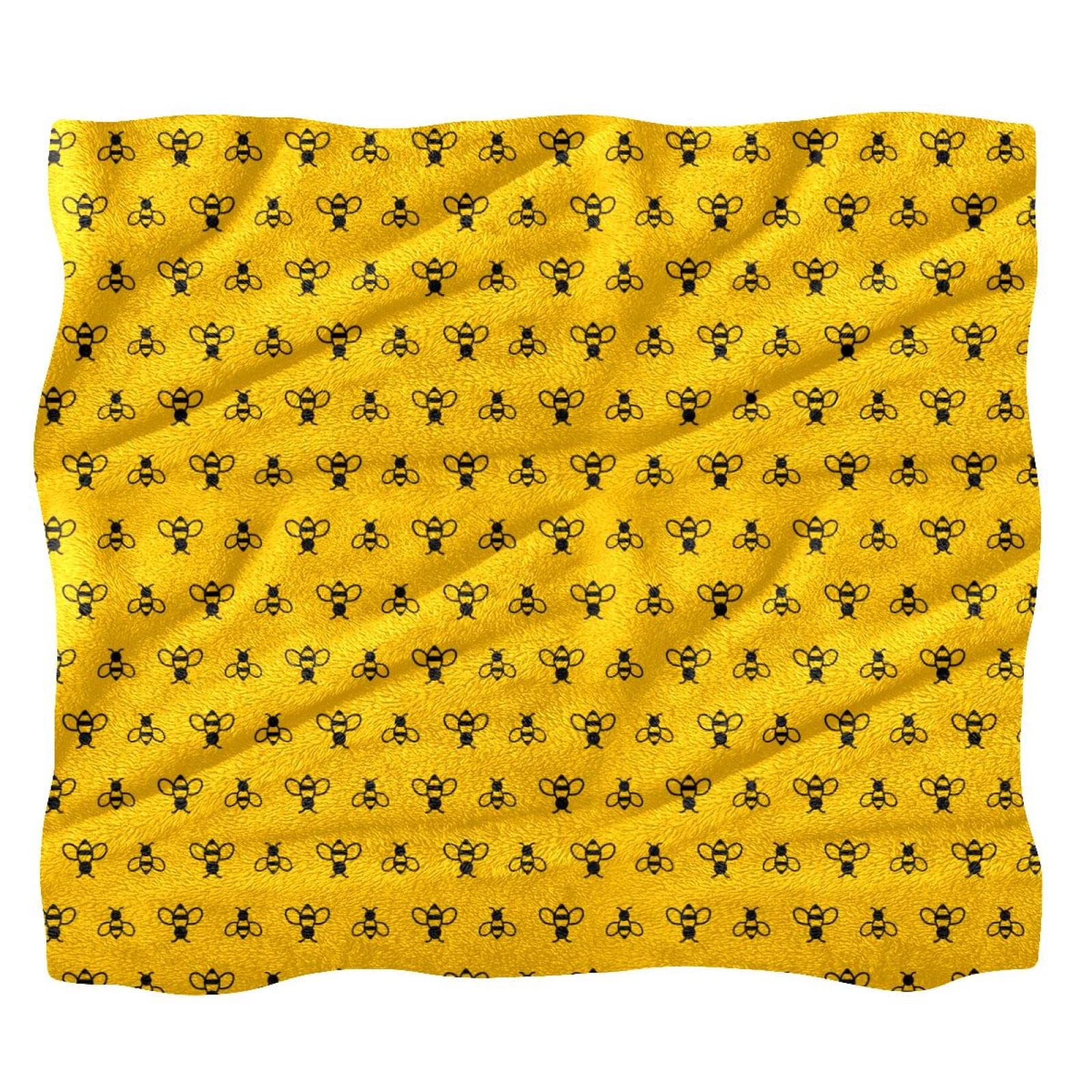 Couverture polaire douce motif abeille 01 jeté de canapé et lit